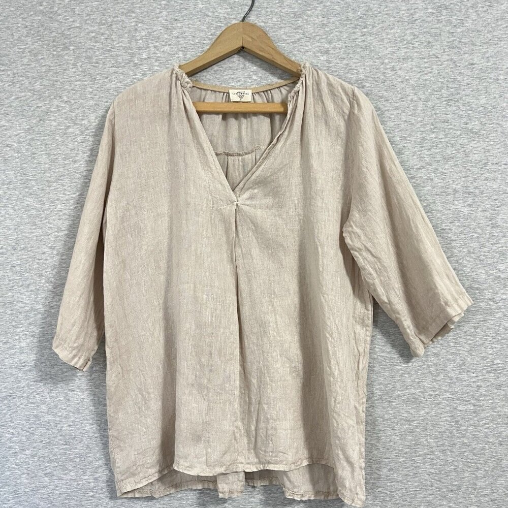 Atelier Luxembourg Top Womens L‎ Beige Linen Lagenlook Luxury Minimalist Italy